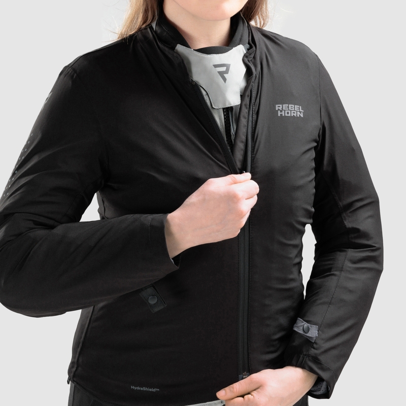 Damen-Motorradjacke Rebelhorn Hiker IV, schwarz-grau-fluoreszierend gelb