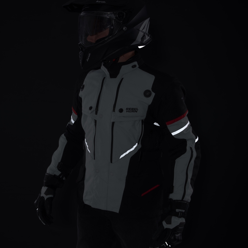 Rebelhorn Range grau-schwarz-rote Motorradjacke
