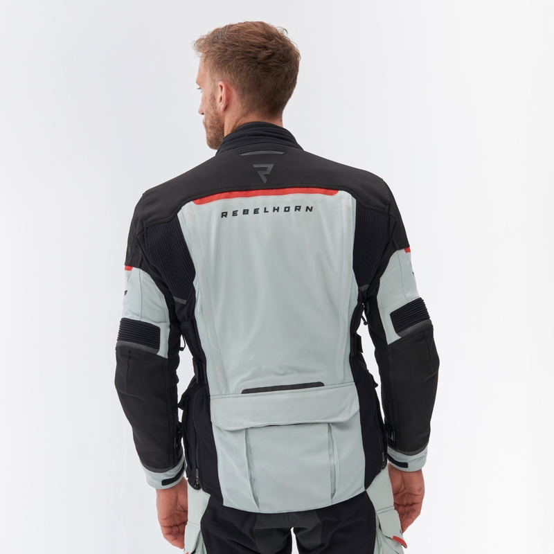 Rebelhorn Range grau-schwarz-rote Motorradjacke