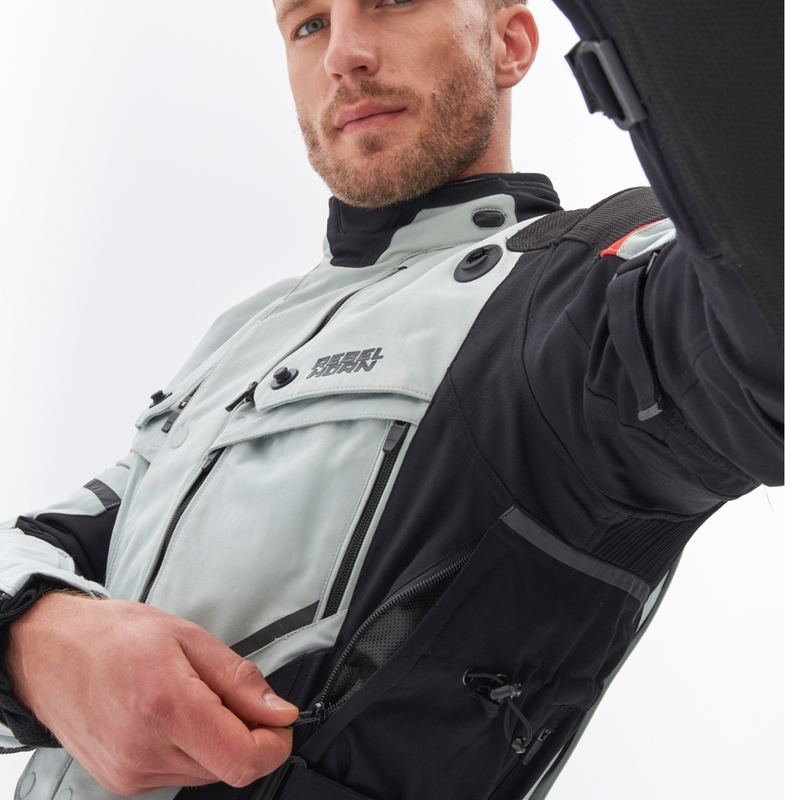 Rebelhorn Range grau-schwarz-rote Motorradjacke