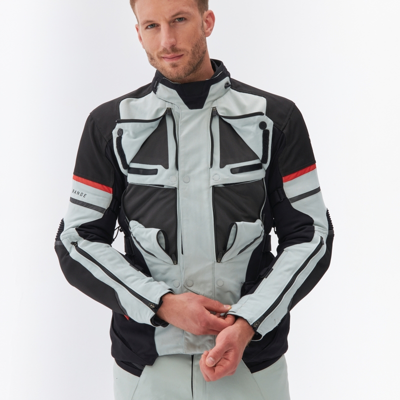 Rebelhorn Range grau-schwarz-rote Motorradjacke