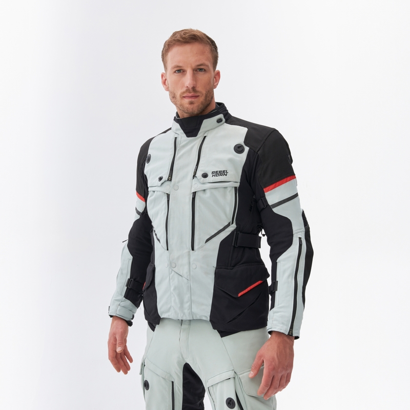 Rebelhorn Range grau-schwarz-rote Motorradjacke