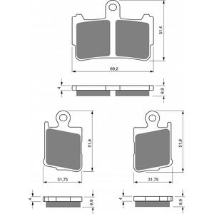 Bremsbeläge GOLDFREN 298 GP6 (1 set = 2pcs small/large)