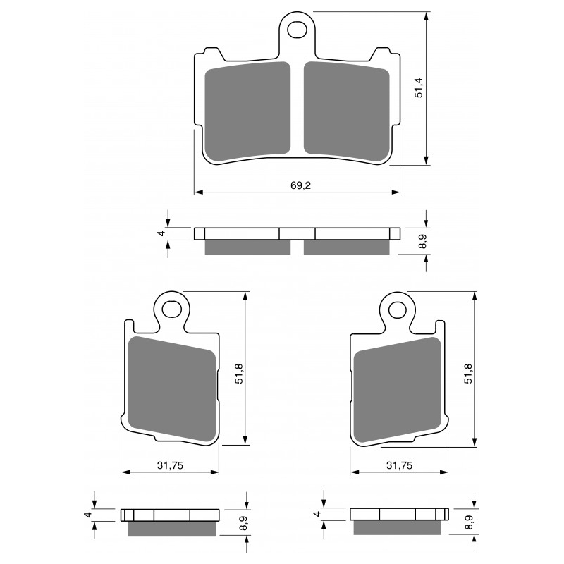 Bremsbeläge GOLDFREN S3 (1 set = 2pcs small/large)