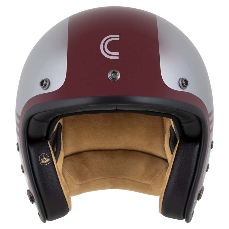 Cassida Eso Jawa Panel-Jethelm Rot-Silber-Schwarz