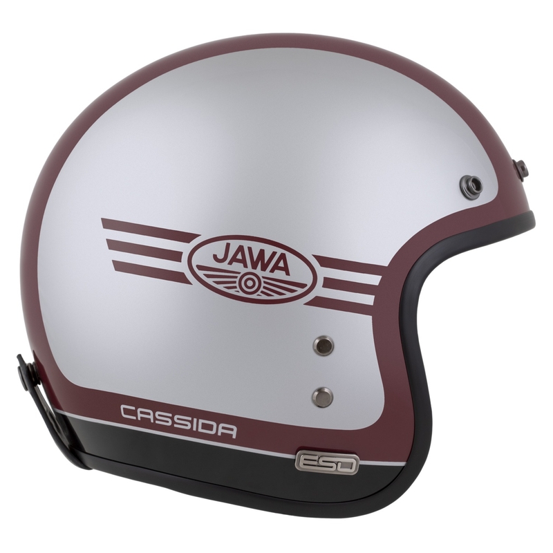 Cassida Eso Jawa Panel-Jethelm Rot-Silber-Schwarz