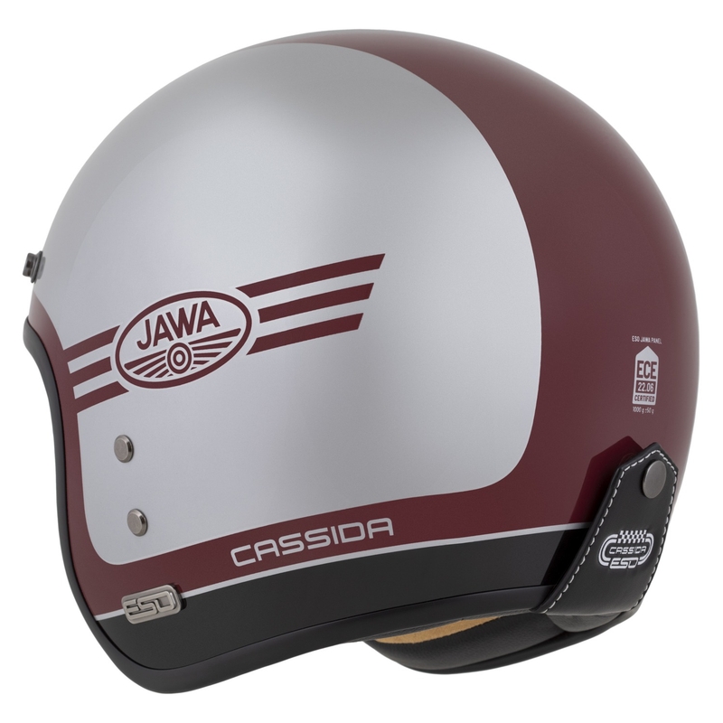 Cassida Eso Jawa Panel-Jethelm Rot-Silber-Schwarz