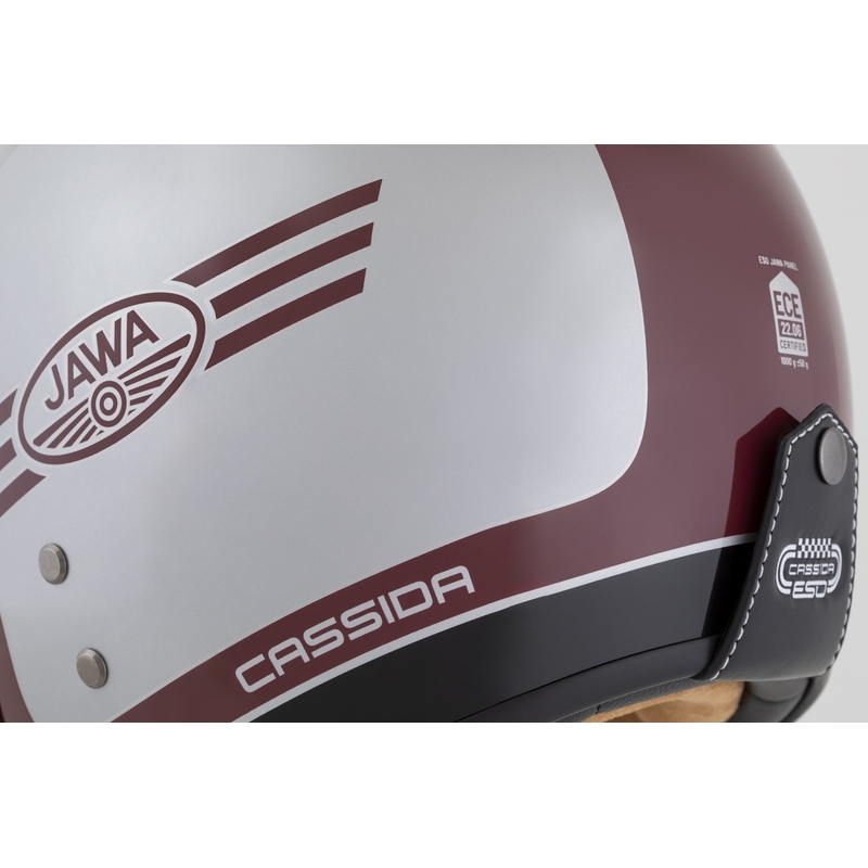 Cassida Eso Jawa Panel-Jethelm Rot-Silber-Schwarz