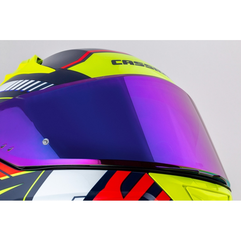 Cassida Aero Drome Integral Motorradhelm Perlblau-Gelb-Orange-Rot-Weiß