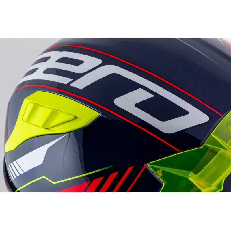 Cassida Aero Drome Integral Motorradhelm Perlblau-Gelb-Orange-Rot-Weiß