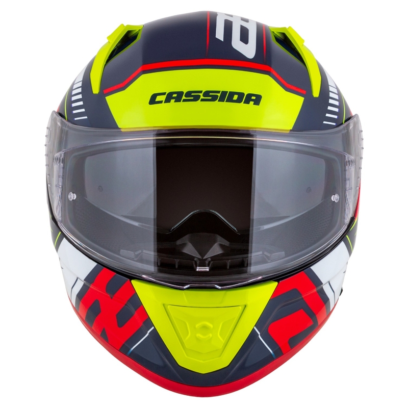 Cassida Aero Drome Integral Motorradhelm Perlblau-Gelb-Orange-Rot-Weiß