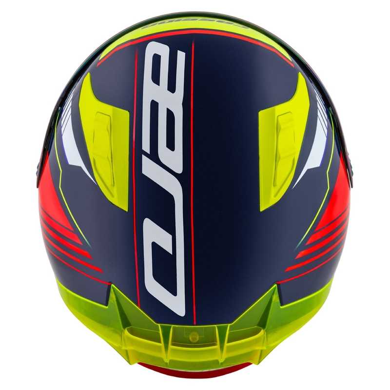 Cassida Aero Drome Integral Motorradhelm Perlblau-Gelb-Orange-Rot-Weiß