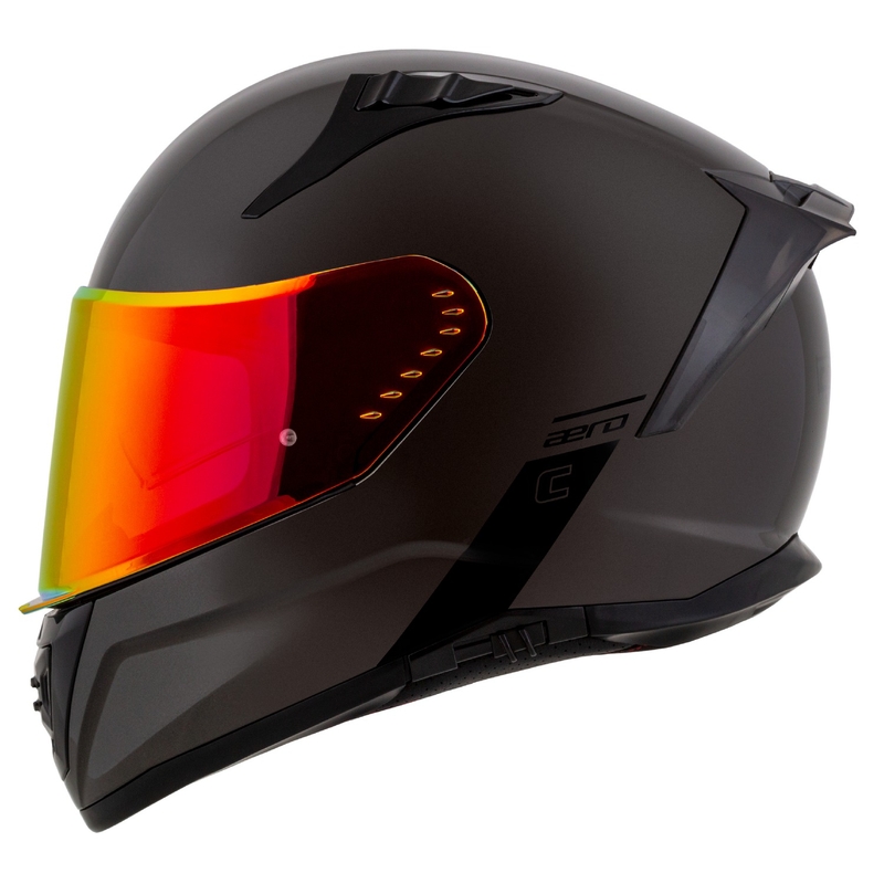 Cassida Aero Super Mono Integralhelm, glänzend schwarz, Chrom-Schwarz