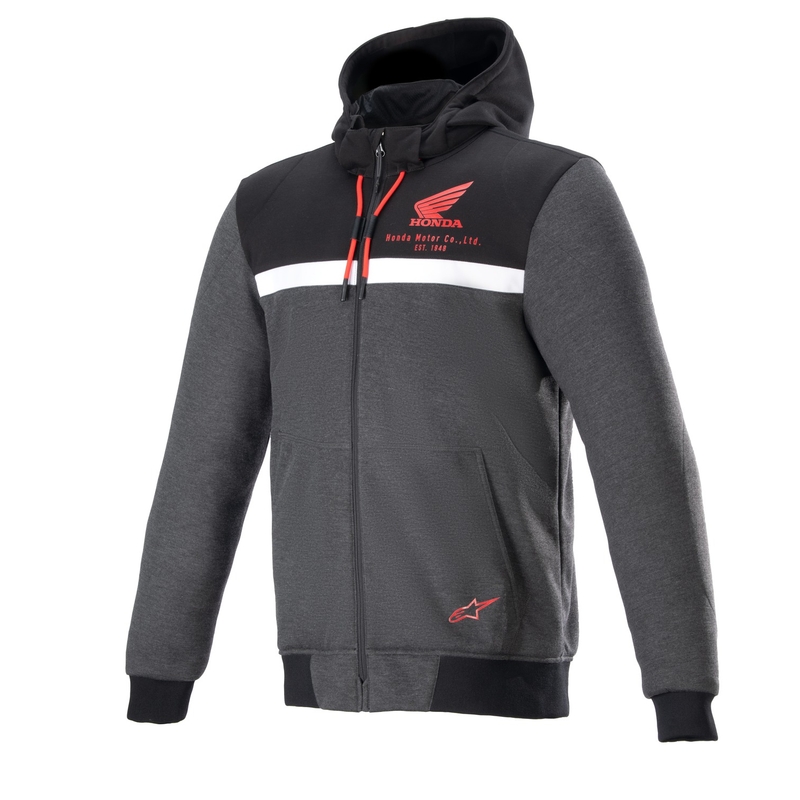 Alpinestars Chrome Street Hoodie Honda Motorrad Sweatshirt schwarz-grau-rot