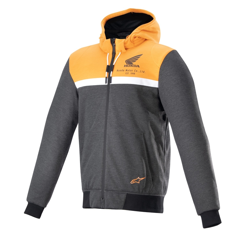 Alpinestars Chrome Street Hoodie Honda Motorrad Sweatshirt schwarz-grau-orange