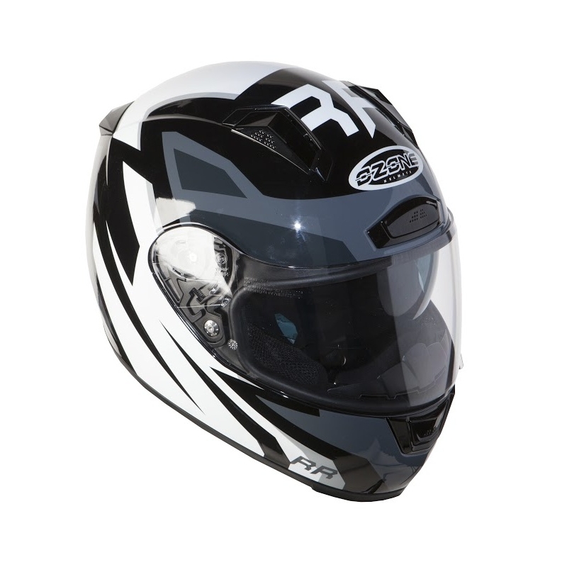 Motorradhelm Ozone RC-01 schwarz-grau-weiß Ausverkauf