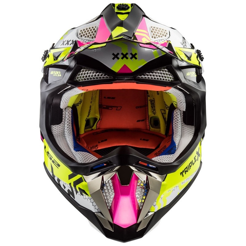 Motocross Helm LS2 MX470 Subverter weiß-fluo gelb-rosa Ausverkauf