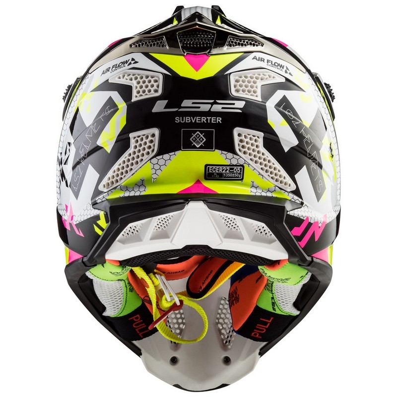 Motocross Helm LS2 MX470 Subverter weiß-fluo gelb-rosa Ausverkauf