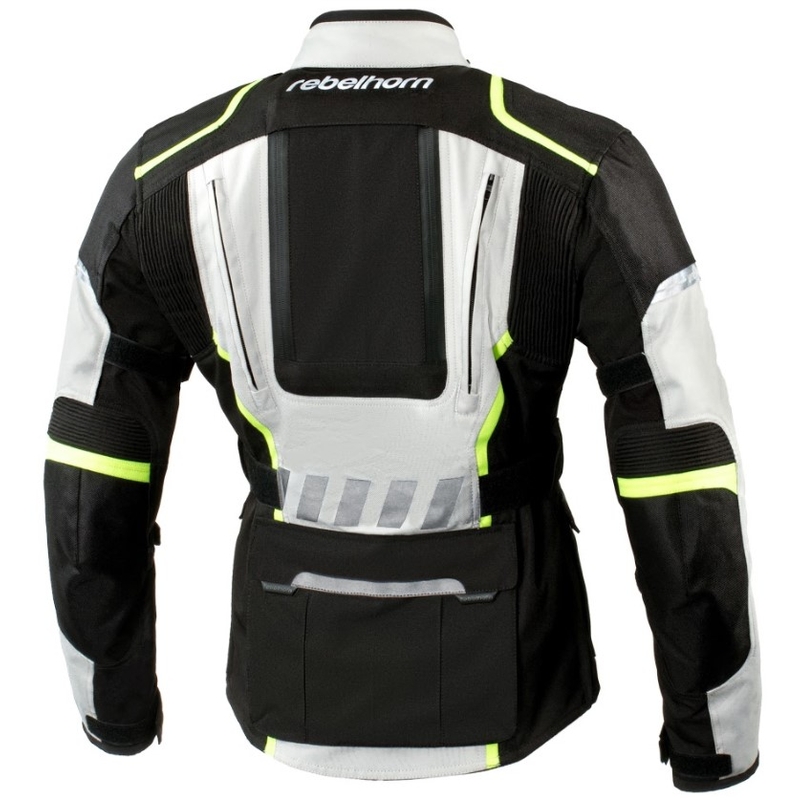 Women's moto jacket Rebelhorn Hiker II schwarz-grau-fluo gelb Ausverkauf