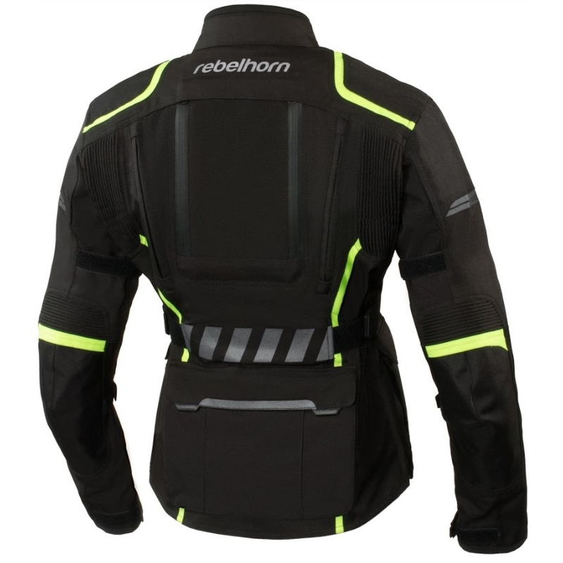 Women's moto jacket Rebelhorn Hiker II schwarz-fluo gelb Ausverkauf