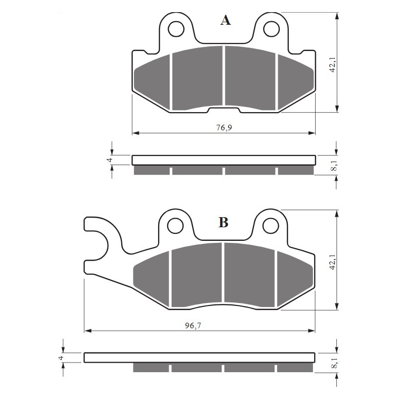 Bremsbeläge GOLDFREN S33 STREET REAR für ATV YAMAHA Viking 700 EPS 2014-2021, ATV YAMAHA Wolverine X4 850 2018-2020