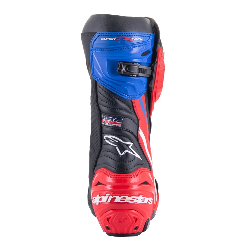 Motorradstiefel Alpinestars Supertech R Honda schwarz-rot-fluo-blau-weiß