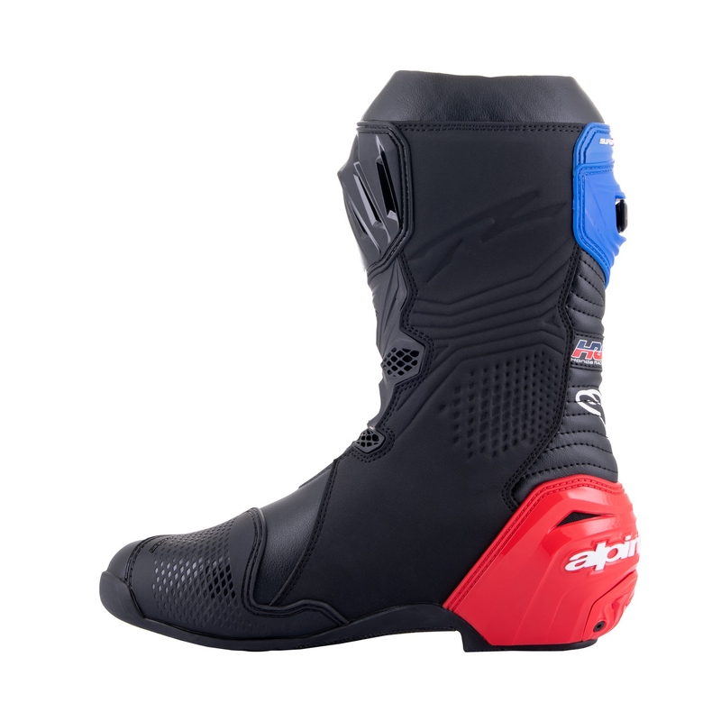 Motorradstiefel Alpinestars Supertech R Honda schwarz-rot-fluo-blau-weiß