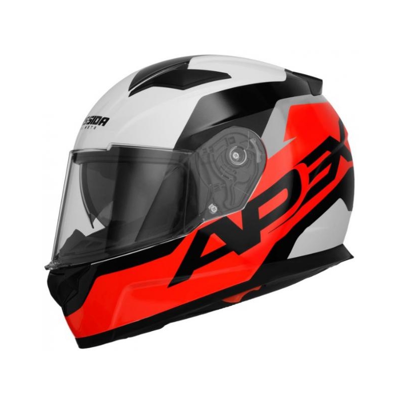 Cassida Apex Contrast schwarz-weiß-grau-fluorrot Motorradhelm