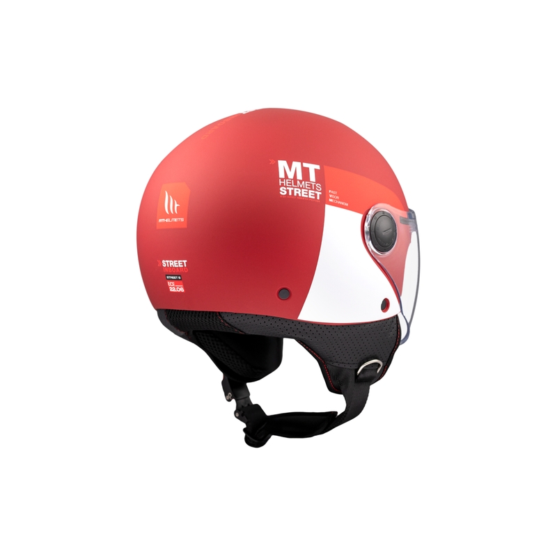 Offener Motorradhelm MT STREET INBOARD C5 matt rot-weiß