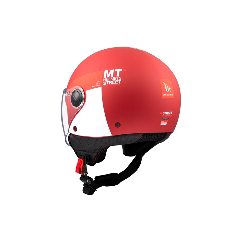 Offener Motorradhelm MT STREET INBOARD C5 matt rot-weiß