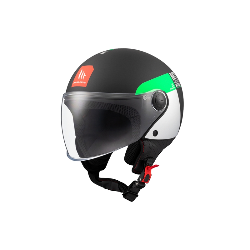 Offener Motorradhelm MT STREET INBOARD D6 mattschwarz-grün