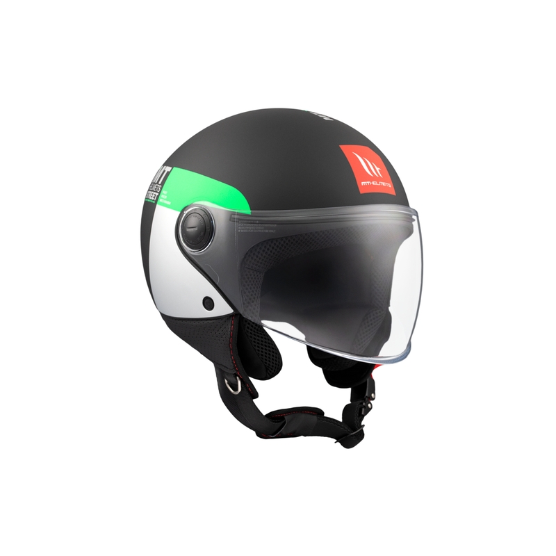 Offener Motorradhelm MT STREET INBOARD D6 mattschwarz-grün