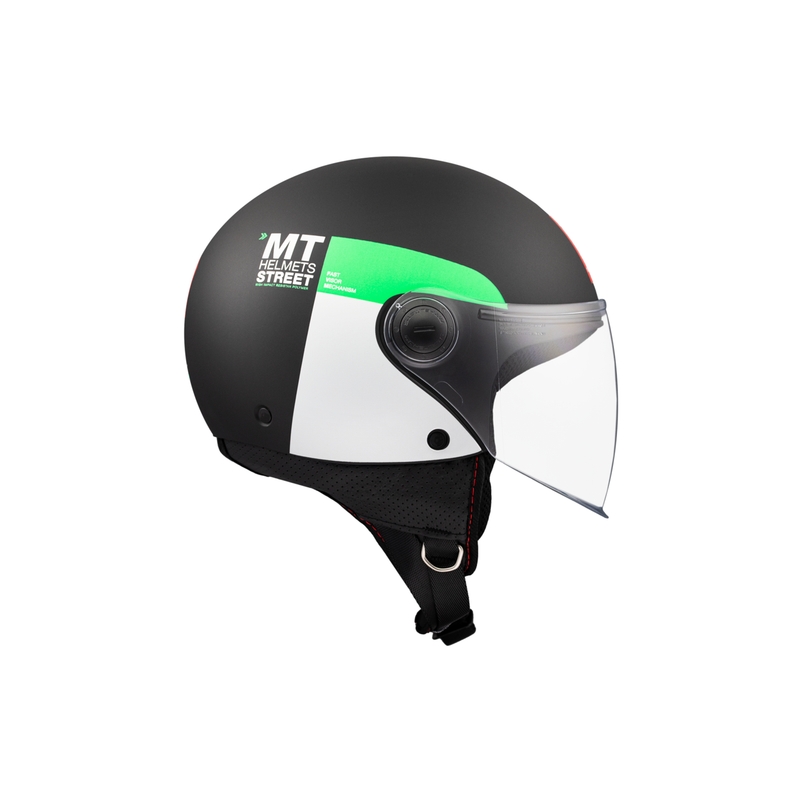 Offener Motorradhelm MT STREET INBOARD D6 mattschwarz-grün