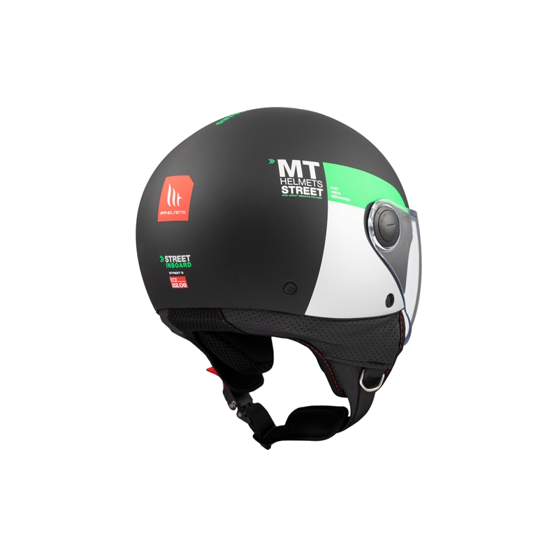 Offener Motorradhelm MT STREET INBOARD D6 mattschwarz-grün