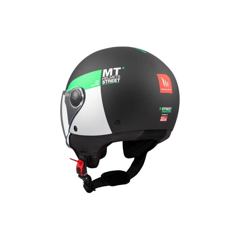 Offener Motorradhelm MT STREET INBOARD D6 mattschwarz-grün