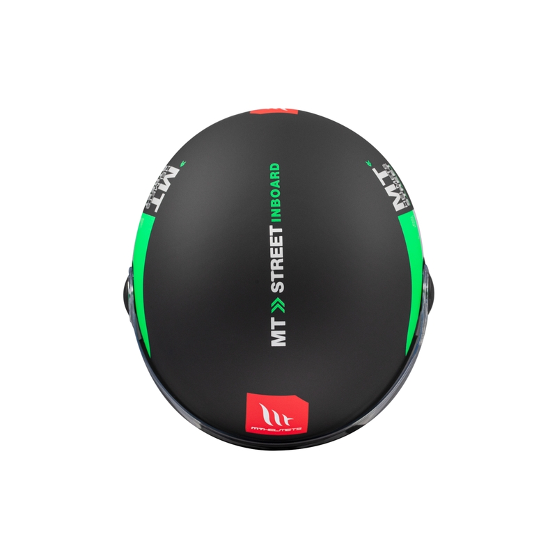 Offener Motorradhelm MT STREET INBOARD D6 mattschwarz-grün
