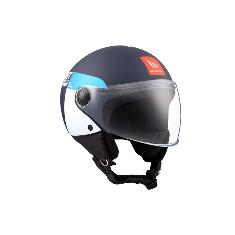 Offener Motorradhelm MT STREET INBOARD C7 mattblau-weiß
