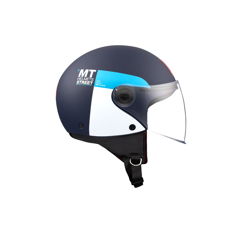 Offener Motorradhelm MT STREET INBOARD C7 mattblau-weiß