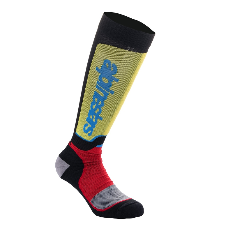 Alpinestars MX Plus Socken schwarz-rot fluo-gelb fluo-blau
