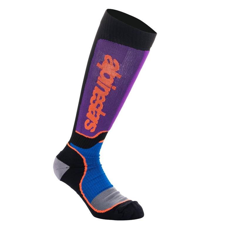 Alpinestars MX Plus Socken schwarz-orange-lila-blau-grau