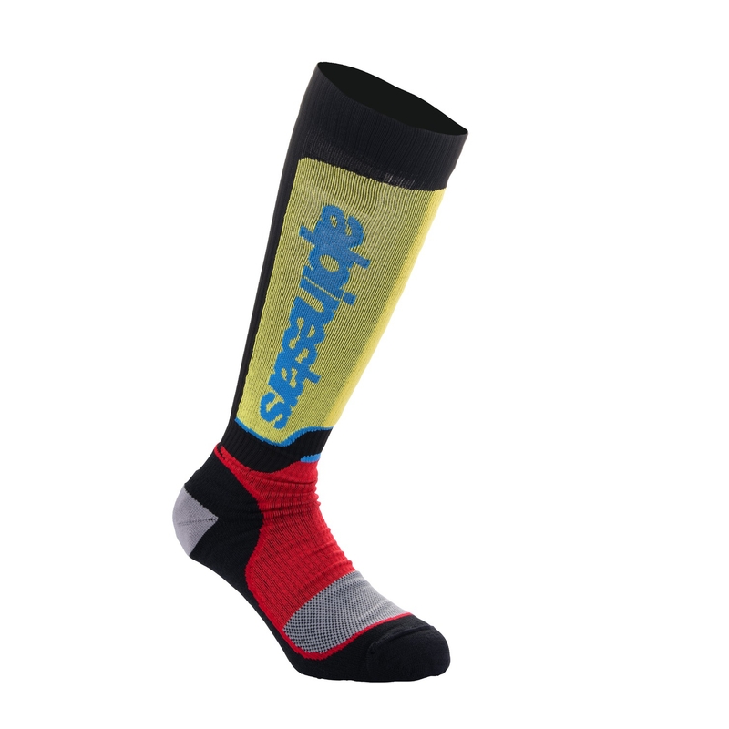 Socken Alpinestars MX Plus Kinder Schwarz-Rot Fluo-Gelb Fluo-Blau