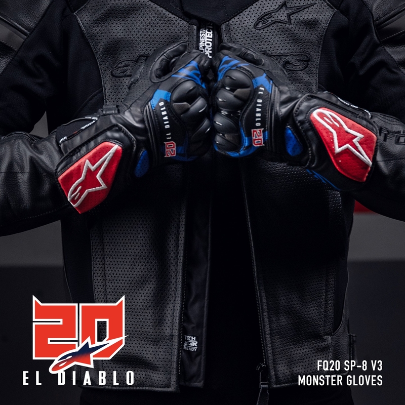 Alpinestars SP-8 3 Monster FQ20 Motorradhandschuhe schwarz-rot-blau-weiß