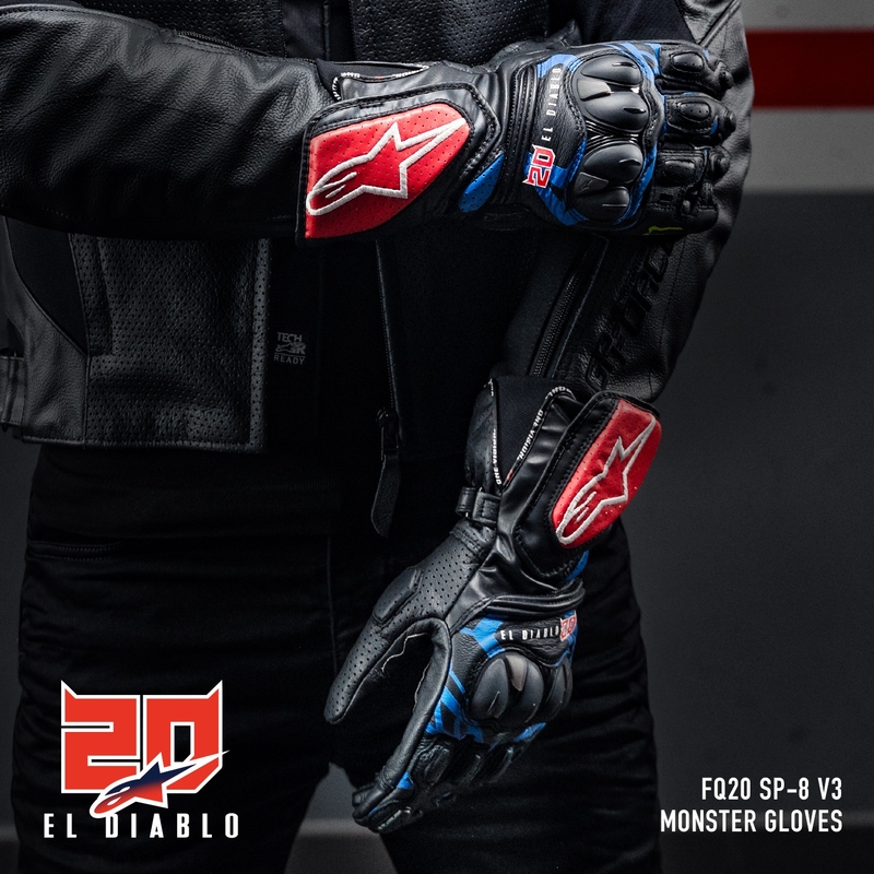 Alpinestars SP-8 3 Monster FQ20 Motorradhandschuhe schwarz-rot-blau-weiß