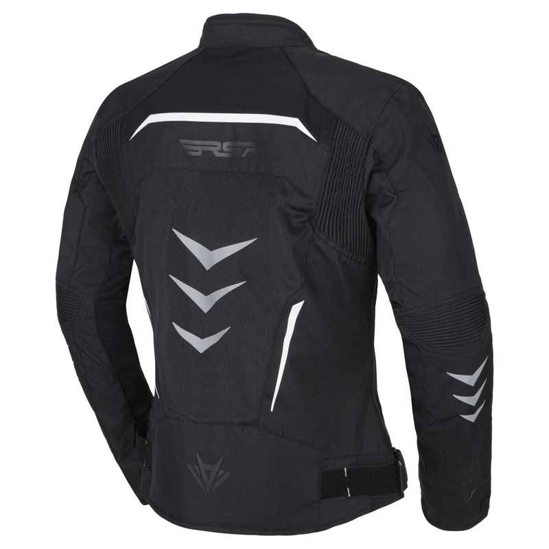 RSA Runway Schwarz-Weiß-Motorradjacke für Frauen - II. jakost