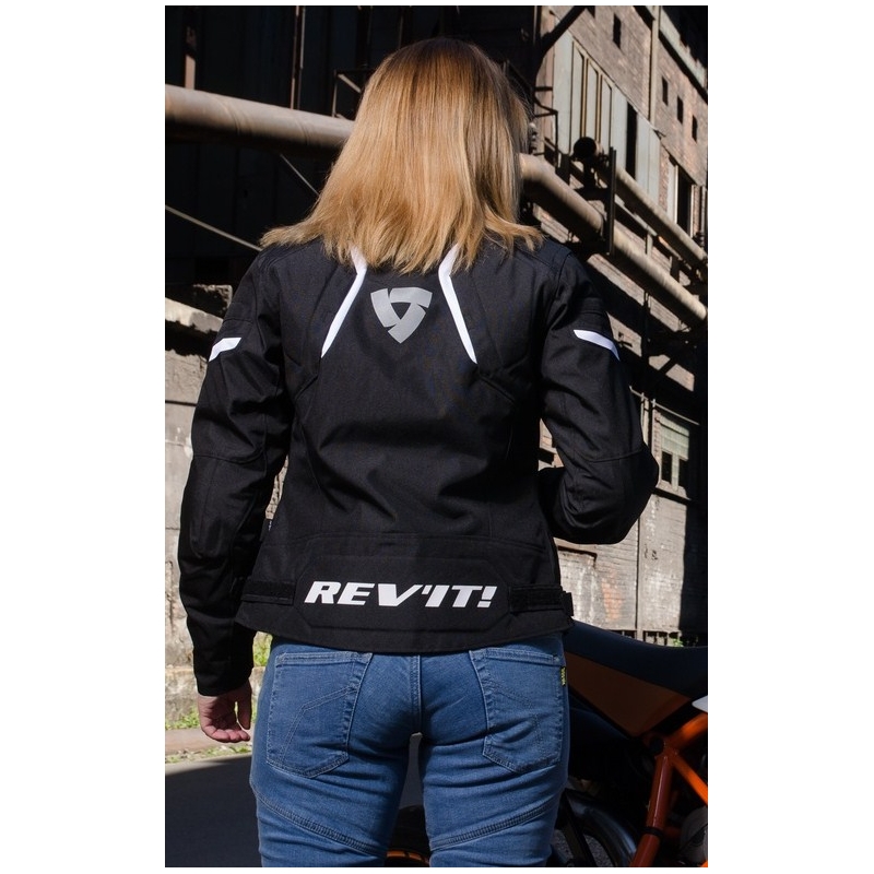 Damen Revit Jupiter 2 Schwarz-Weiß Motorradjacke Ausverkauf
