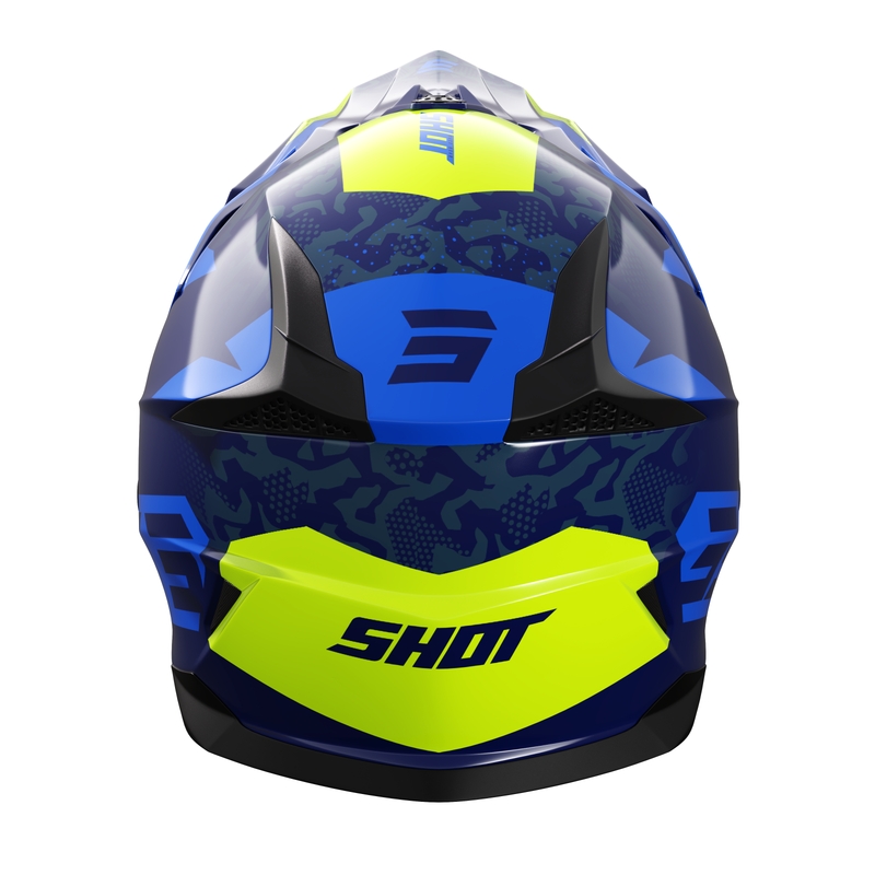 Kinder-Motocross-Helm Shot Pulse Airfit glänzend blau-fluo gelb Ausverkauf