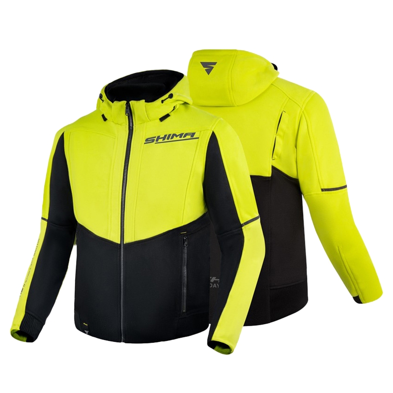 Motorrad-Kapuzenpullover Shima Daybreaker fluo gelb-schwarz