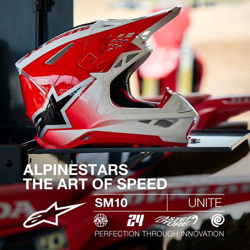 Alpinestars Supertech S-M10 Unite Motocrosshelm rot-weiß