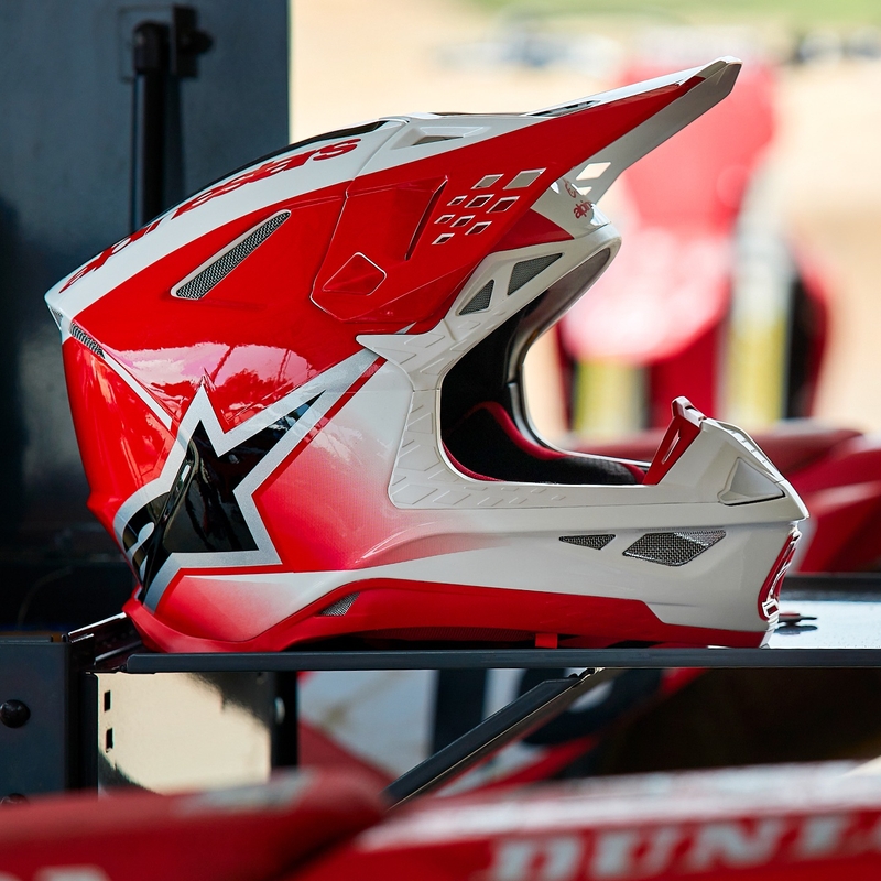 Alpinestars Supertech S-M10 Unite Motocrosshelm rot-weiß
