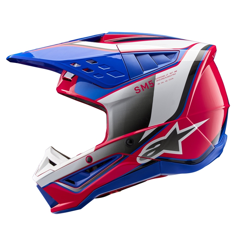 Alpinestars S-M5 Sail Motocross-Helm Weiß-Rosa-Blau